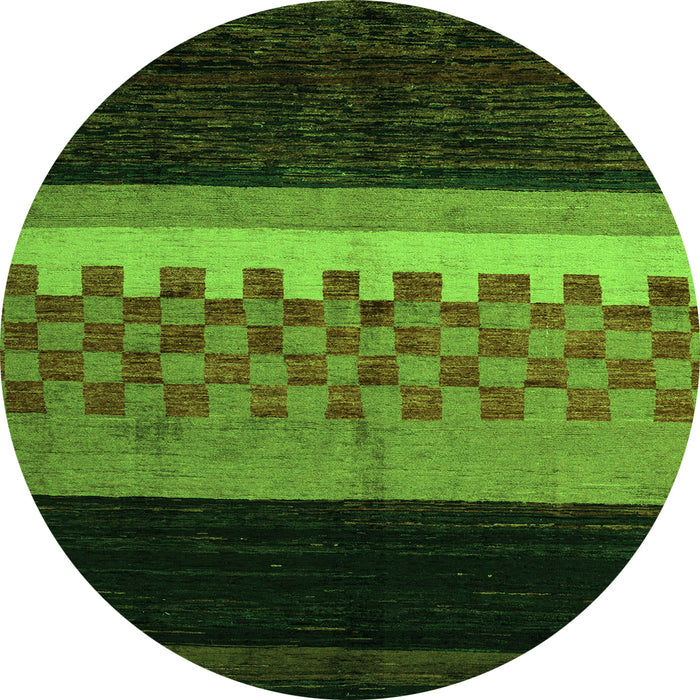 Round Abstract Green Modern Rug, abs5294grn