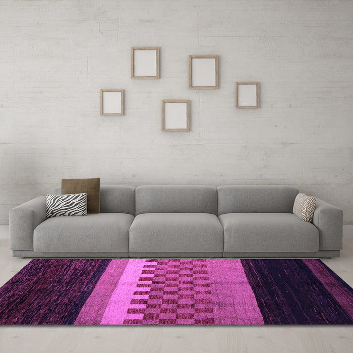 Machine Washable Abstract Purple Modern Area Rugs in a Living Room, wshabs5294pur