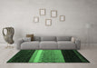 Machine Washable Abstract Emerald Green Modern Area Rugs in a Living Room,, wshabs5294emgrn