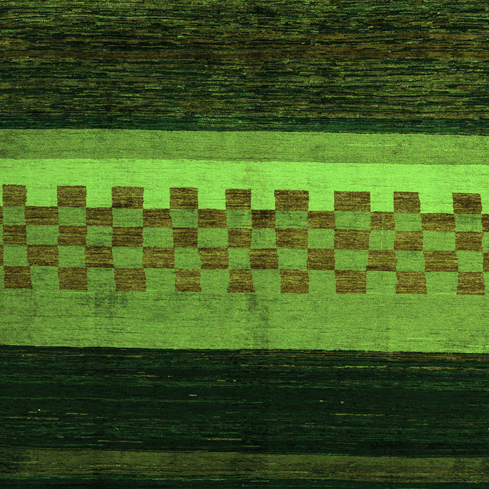 Square Machine Washable Abstract Green Modern Area Rugs, wshabs5294grn