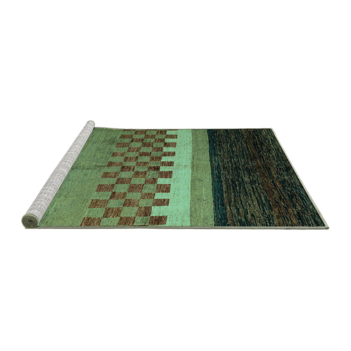 Sideview of Machine Washable Abstract Turquoise Modern Area Rugs, wshabs5294turq