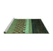 Sideview of Machine Washable Abstract Turquoise Modern Area Rugs, wshabs5294turq