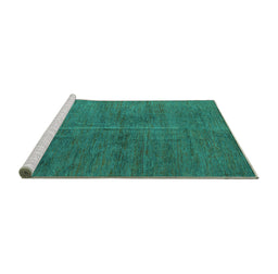 Sideview of Machine Washable Abstract Turquoise Modern Area Rugs, wshabs5295turq