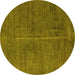 Round Abstract Yellow Modern Rug, abs5295yw