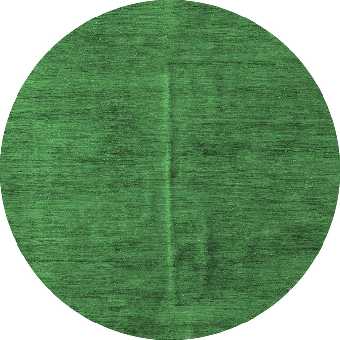 Round Machine Washable Abstract Emerald Green Modern Area Rugs, wshabs5295emgrn