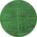 Round Abstract Emerald Green Modern Rug, abs5295emgrn