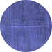 Round Machine Washable Abstract Blue Modern Rug, wshabs5295blu