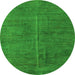 Round Abstract Green Modern Rug, abs5295grn