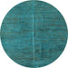 Round Abstract Light Blue Modern Rug, abs5295lblu