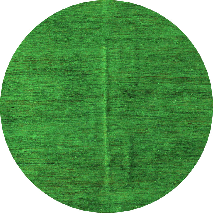 Round Machine Washable Abstract Green Modern Area Rugs, wshabs5295grn