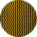 Round Abstract Yellow Modern Rug, abs5296yw