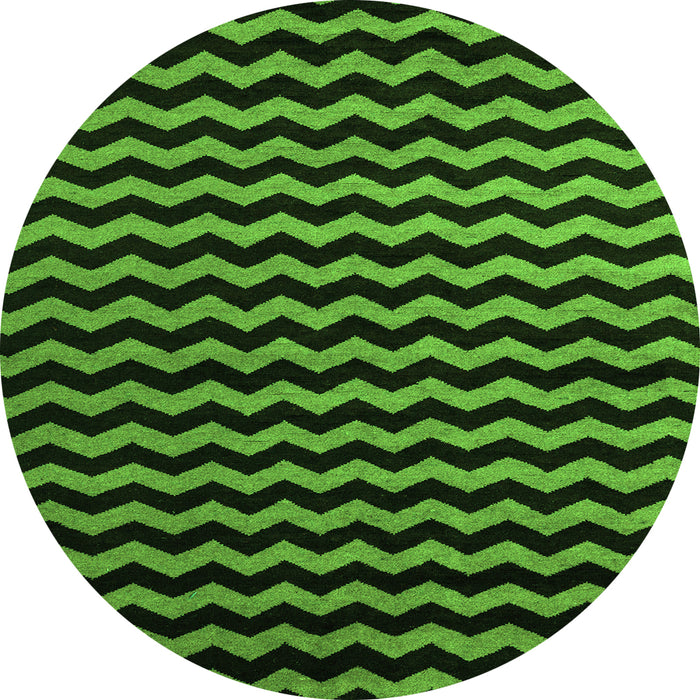Round Machine Washable Abstract Green Modern Area Rugs, wshabs5296grn