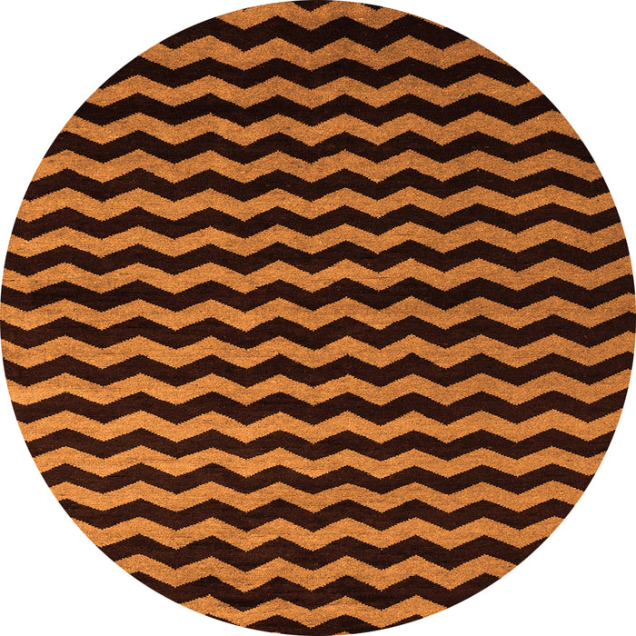 Round Machine Washable Abstract Orange Modern Area Rugs, wshabs5296org