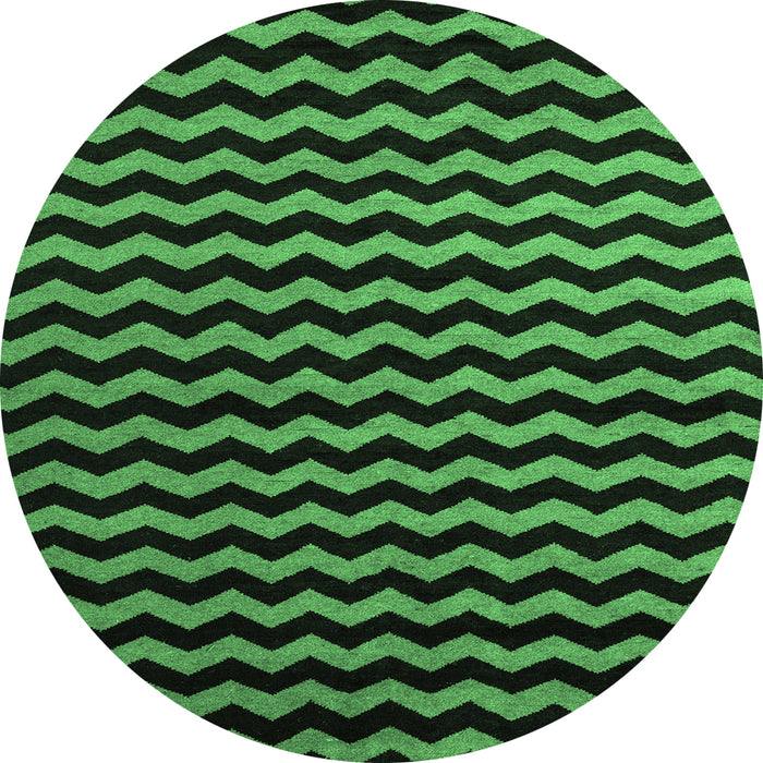 Round Machine Washable Abstract Emerald Green Modern Area Rugs, wshabs5296emgrn