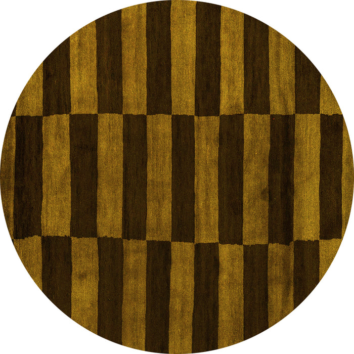 Round Abstract Yellow Modern Rug, abs5297yw