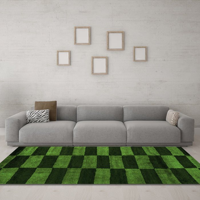 Machine Washable Abstract Green Modern Area Rugs in a Living Room,, wshabs5297grn