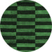 Round Machine Washable Abstract Emerald Green Modern Area Rugs, wshabs5297emgrn