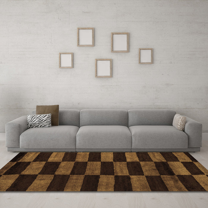 Machine Washable Abstract Brown Modern Rug in a Living Room,, wshabs5297brn