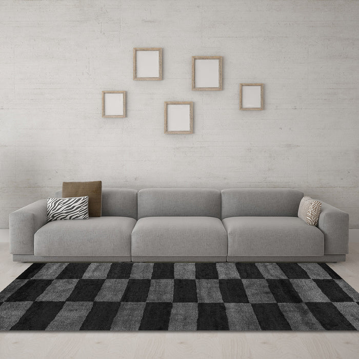 Machine Washable Abstract Gray Modern Rug in a Living Room,, wshabs5297gry