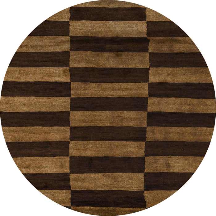 Round Abstract Saddle Brown Modern Rug, abs5297