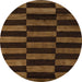 Round Abstract Saddle Brown Modern Rug, abs5297