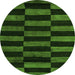 Round Machine Washable Abstract Green Modern Area Rugs, wshabs5297grn