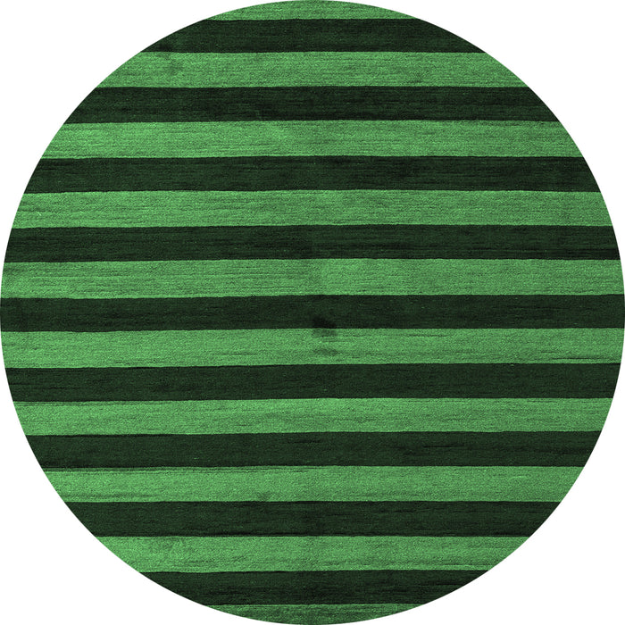 Round Machine Washable Abstract Emerald Green Modern Area Rugs, wshabs5298emgrn