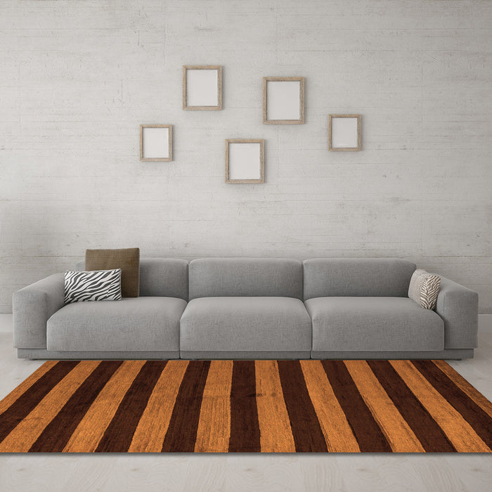 Machine Washable Abstract Orange Modern Area Rugs in a Living Room, wshabs5298org