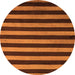 Round Machine Washable Abstract Orange Modern Area Rugs, wshabs5299org