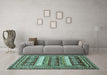 Machine Washable Abstract Turquoise Modern Area Rugs in a Living Room,, wshabs529turq