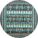 Round Machine Washable Abstract Light Blue Modern Rug, wshabs529lblu