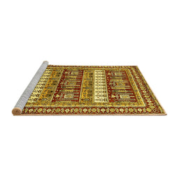 Sideview of Machine Washable Abstract Yellow Modern Rug, wshabs529yw
