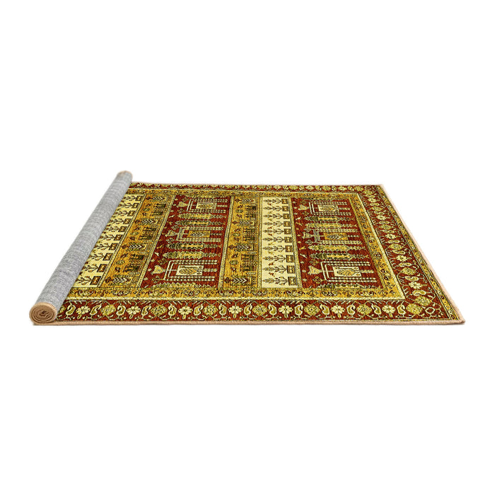 Sideview of Machine Washable Abstract Yellow Modern Rug, wshabs529yw