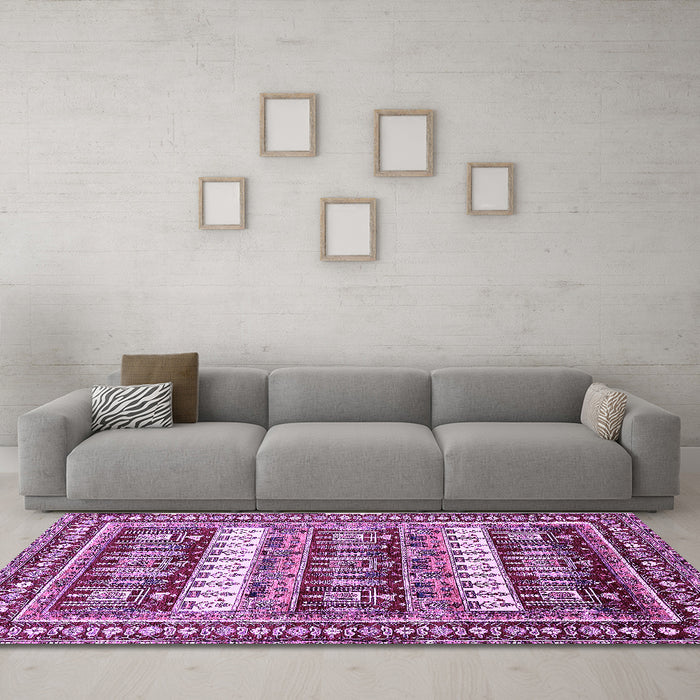 Machine Washable Abstract Purple Modern Area Rugs in a Living Room, wshabs529pur