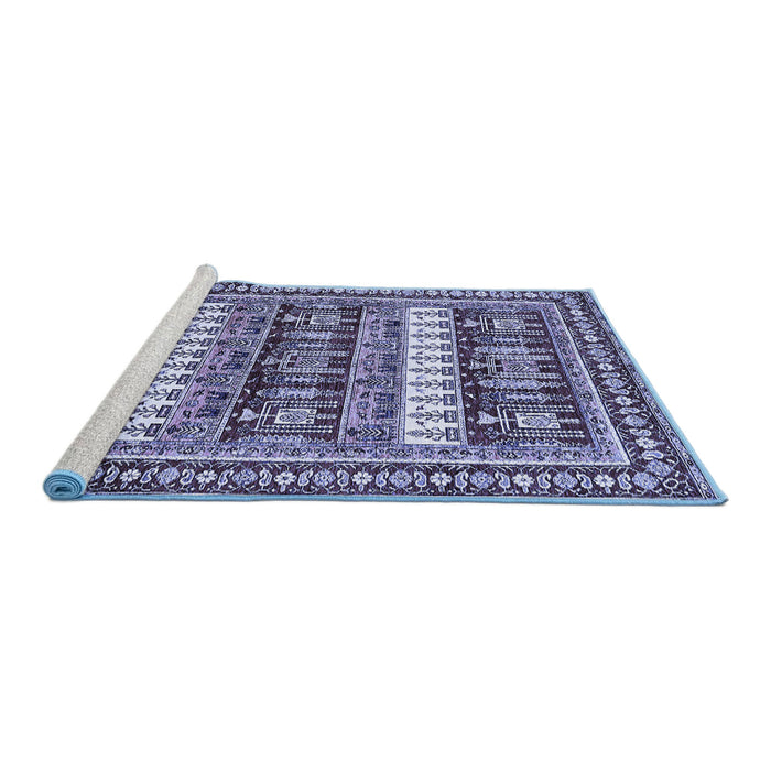 Sideview of Machine Washable Abstract Blue Modern Rug, wshabs529blu