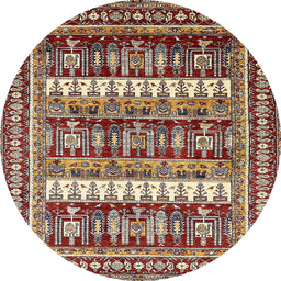 Round Abstract Saffron Red Modern Rug, abs529