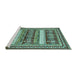 Sideview of Machine Washable Abstract Turquoise Modern Area Rugs, wshabs529turq