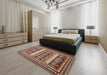 Abstract Saffron Red Modern Rug in a Bedroom, abs529