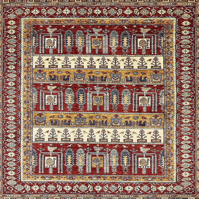 Square Abstract Saffron Red Modern Rug, abs529