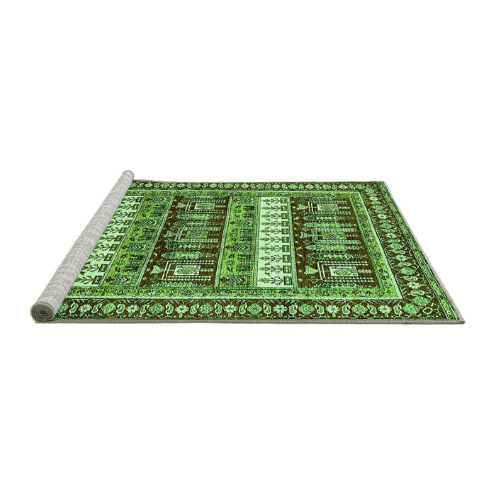 Sideview of Machine Washable Abstract Green Modern Area Rugs, wshabs529grn