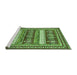 Sideview of Machine Washable Abstract Green Modern Area Rugs, wshabs529grn