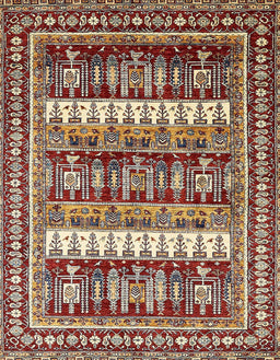 Abstract Saffron Red Modern Rug, abs529