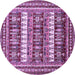 Round Machine Washable Abstract Purple Modern Area Rugs, wshabs529pur