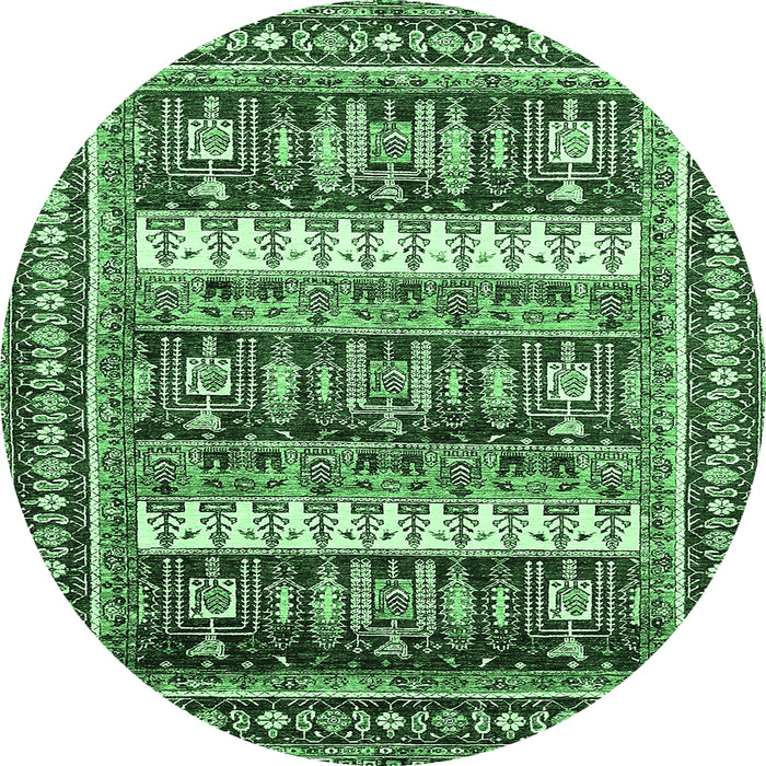 Round Abstract Emerald Green Modern Rug, abs529emgrn