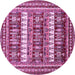 Round Machine Washable Abstract Pink Modern Rug, wshabs529pnk