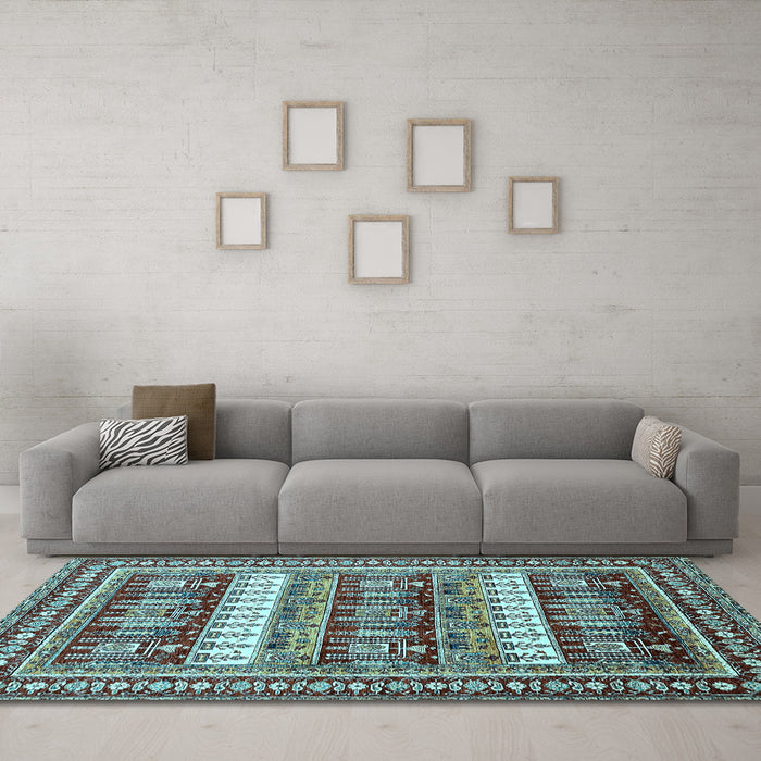 Machine Washable Abstract Light Blue Modern Rug in a Living Room, wshabs529lblu