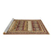 Sideview of Machine Washable Abstract Brown Modern Rug, wshabs529brn