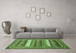 Machine Washable Abstract Green Modern Area Rugs in a Living Room,, wshabs529grn