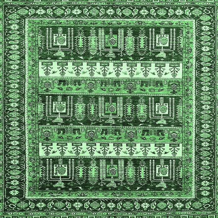 Square Machine Washable Abstract Emerald Green Modern Area Rugs, wshabs529emgrn