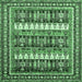 Square Machine Washable Abstract Emerald Green Modern Area Rugs, wshabs529emgrn